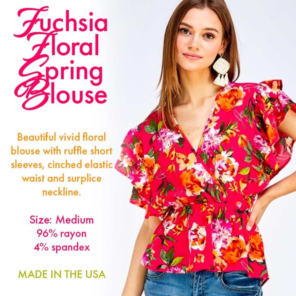 Fuchsia Floral Spring Blouse